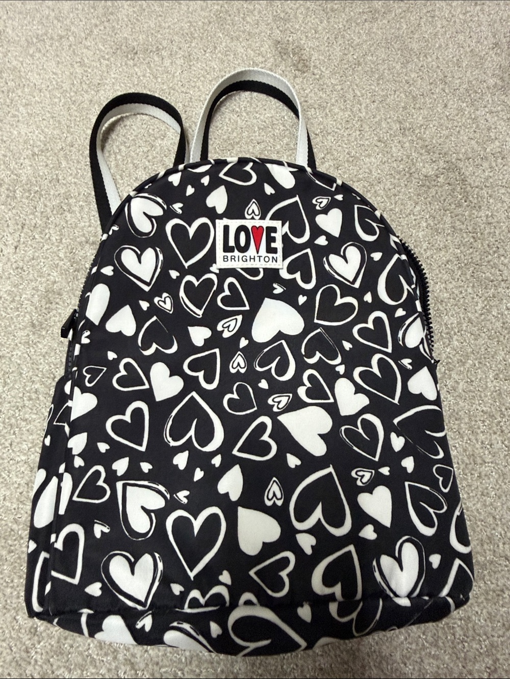 Brighton Black & White Heart Print Mini Backpack
